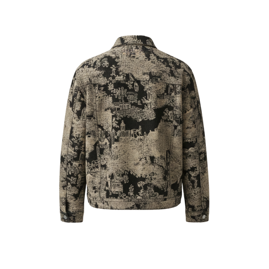 BEIGE DENIM JACQUARD JACKET