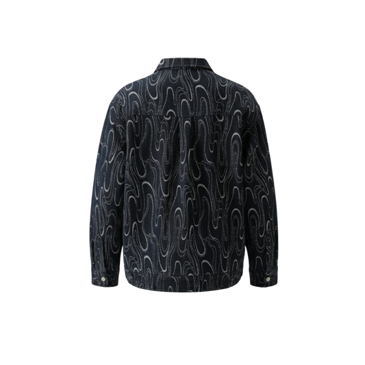 SWIRL PATTERN DENIM JACQUARD JACKET