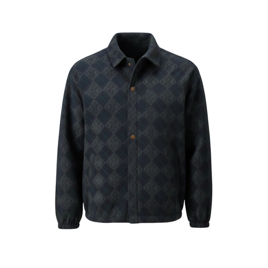 DIAMOND PATTERN DENIM JACQUARD JACKET