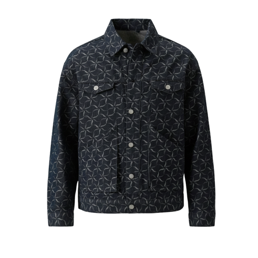 GEOMETRICAL DENIM JACQUARD JACKET