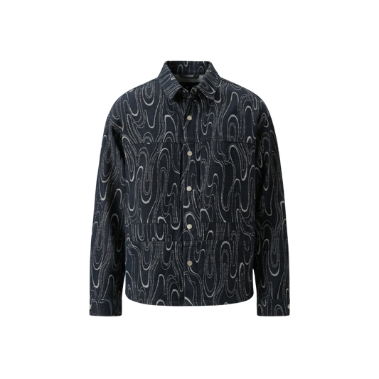SWIRL PATTERN DENIM JACQUARD JACKET